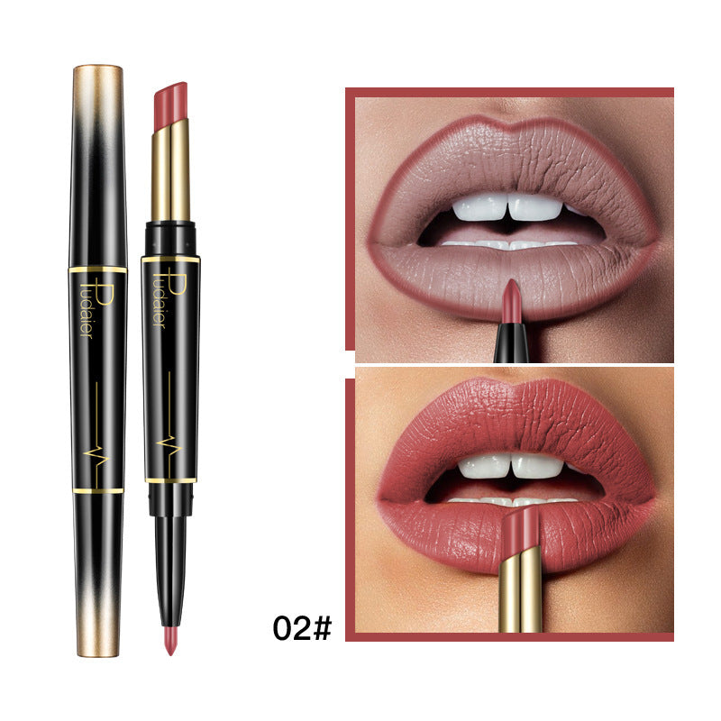 Hot Selling Pudaier Double Lipstick Lip Liner Matte Lip Glaze 16 Colors Lipstick Genuine Makeup Spot