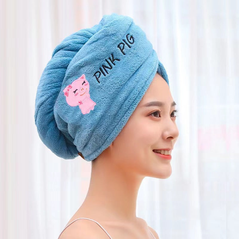 Dry hair cap female water-absorbing quick-dry wiping hair towel thickened turban long hair cute shower cap dry hair towel does not shed hair