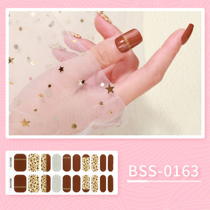 Cross-border 2023 European and American Gel Nail Sticker Waterproof 3D Bronzing Flower UV Phototherapy Semi-curing Nail Sticker Wholesale