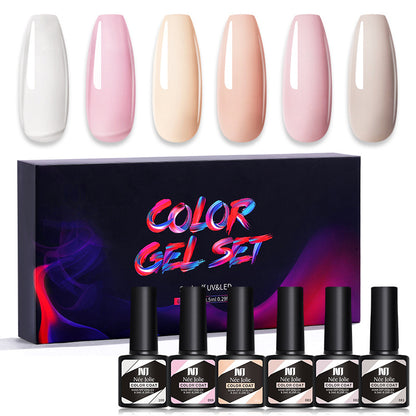 Nee Jolie cross-border new product wholesale 6 color box set nail polish glue set UV phototherapy glue base glue sealer