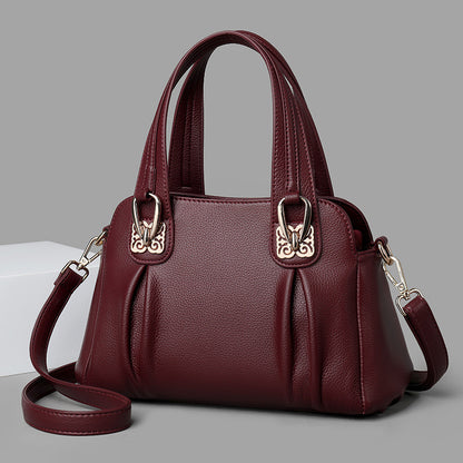 Bags 2023 new middle-aged and elderly women's casual soft leather large capacity messenger bag fashion trend handbag women's bag