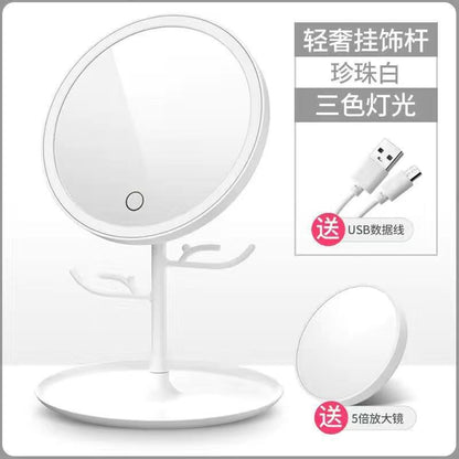 Send Douyin Internet celebrity led makeup mirror desktop desktop mirror student convenient fill light beauty mirror color box