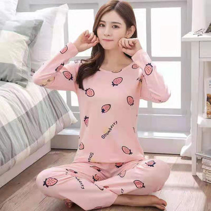 Pajamas Set Women Cute Cartoon Print Sleepwear 2 Piece Lounge Sets