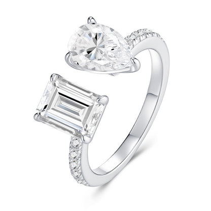 Square Moissanite 925 Sterling Silver Non-fading Women's Light Luxury High Goods Ring
