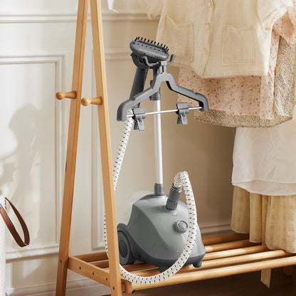 Standing Garment Steamer, 1500W Powerful Steamer For Clothes With Roll Wheels, 1.7L Water Tank For 55 Min Continuous Steaming
