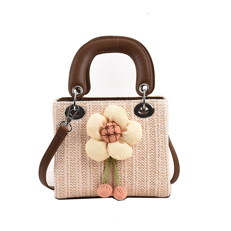 Women's Fashion Flower Weaving Straw Handbag