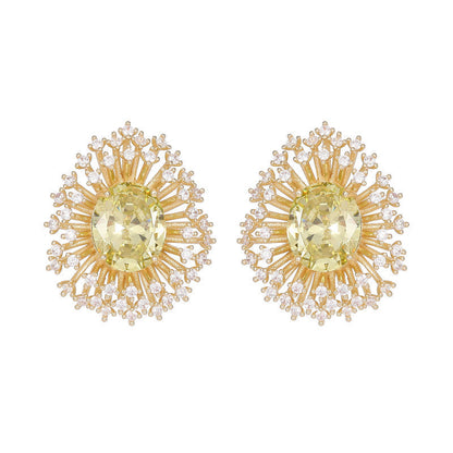 Sterling Silver Needle Light Luxury High-grade Luxury Blooming Fireworks Earrings