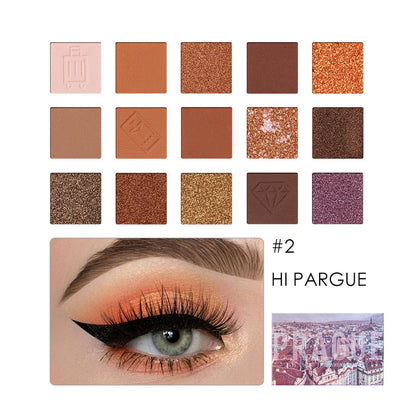 Eyeshadow Palette 15 Colors Sequins Glitter Pearlescent Waterproof Student