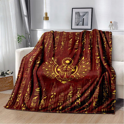 Ancient Egypt Mysterious Symbol 3D Digital Printing Flannel Nap Blanket Wholesale