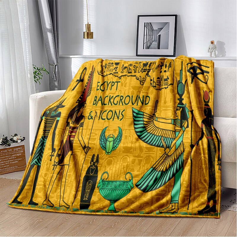 Ancient Egypt Mysterious Symbol 3D Digital Printing Flannel Nap Blanket Wholesale