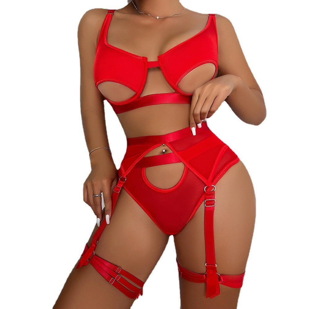 Women's Multi-color Mesh Underwear Four-piece Suit