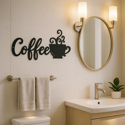 Coffee Metal Wall Decor Sign,Iron Art Silhouette Mug,Upgrade Your Wall Aesthetic