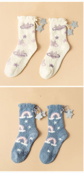 Winter Thick Women's Socks Japanese Sweet Girl Socks Coral Fleece Socks