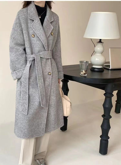 Light Luxury Thick Rabbit Fur Silk Double-faced Woolen Goods Coat