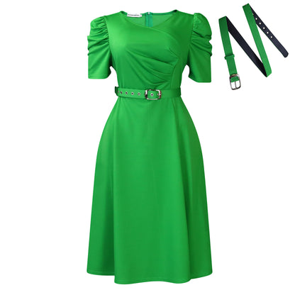 Fashionable Temperament Elegant V-neck Pleated Swing Dress