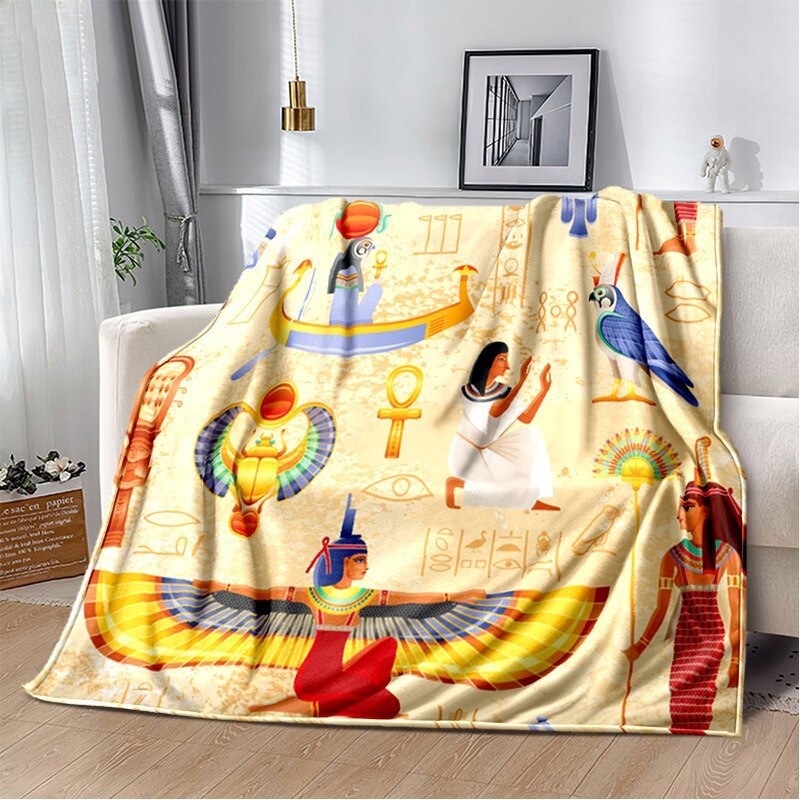 Ancient Egypt Mysterious Symbol 3D Digital Printing Flannel Nap Blanket Wholesale