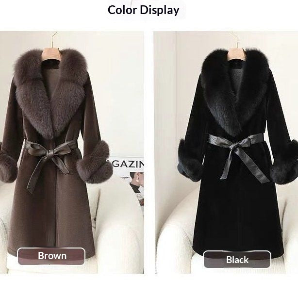 Thickened Faux Mink Coat With Large Fur Collar For Women