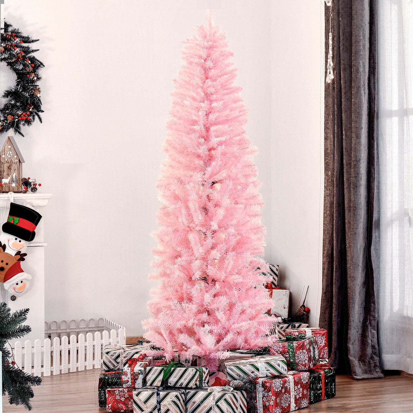 6' Artificial Christmas Tree Douglas Fir Pencil Christmas Tree with 618 Realistic Branch Tips