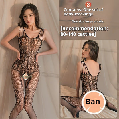 Sexy Lingerie Open-end Passion Transparent Sense Mesh Bodysuit