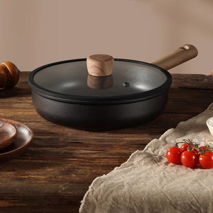 Pan Set Non-stick Frying Pan Household Pancakes Fried Eggs Fried Steak Titanium Wok Black Lightweight Induction Cooker