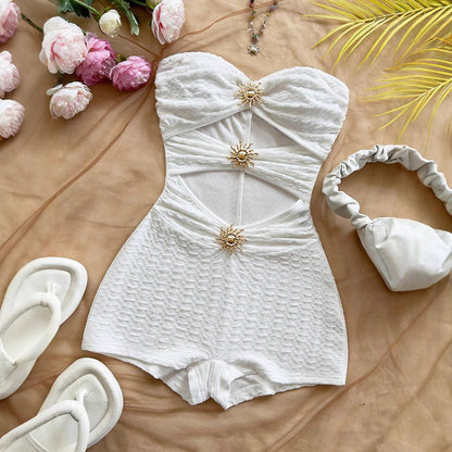 Knitted Texture Metallic Texture Slim Jumpsuit