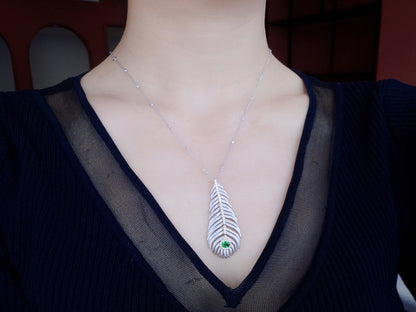 Light Luxury 925 Silver Brushed Feather Pendant Necklace