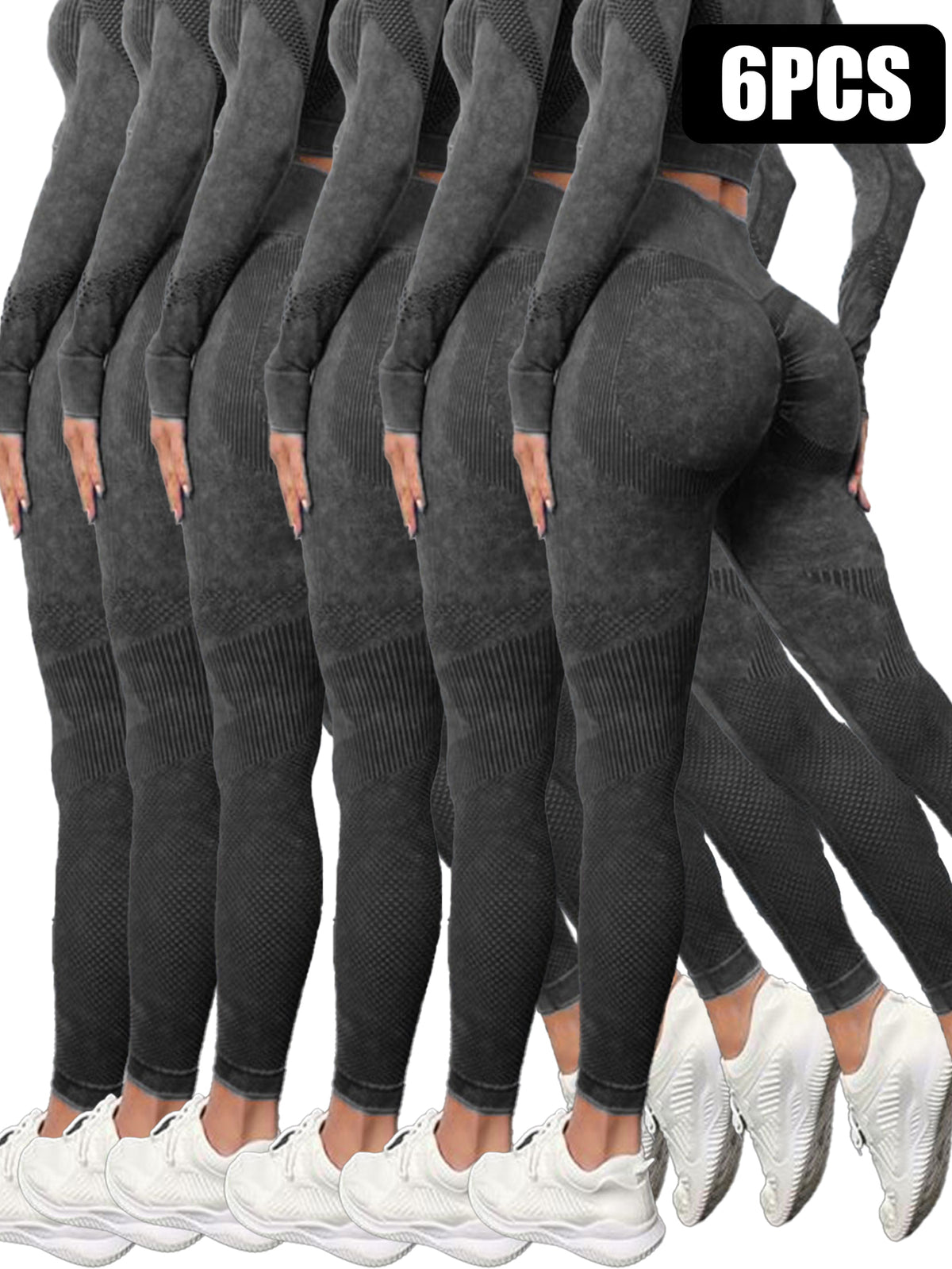 6 Pack Mesh Cut Out Leggings For Women Tights Breathable Workout Tummy Control Pants