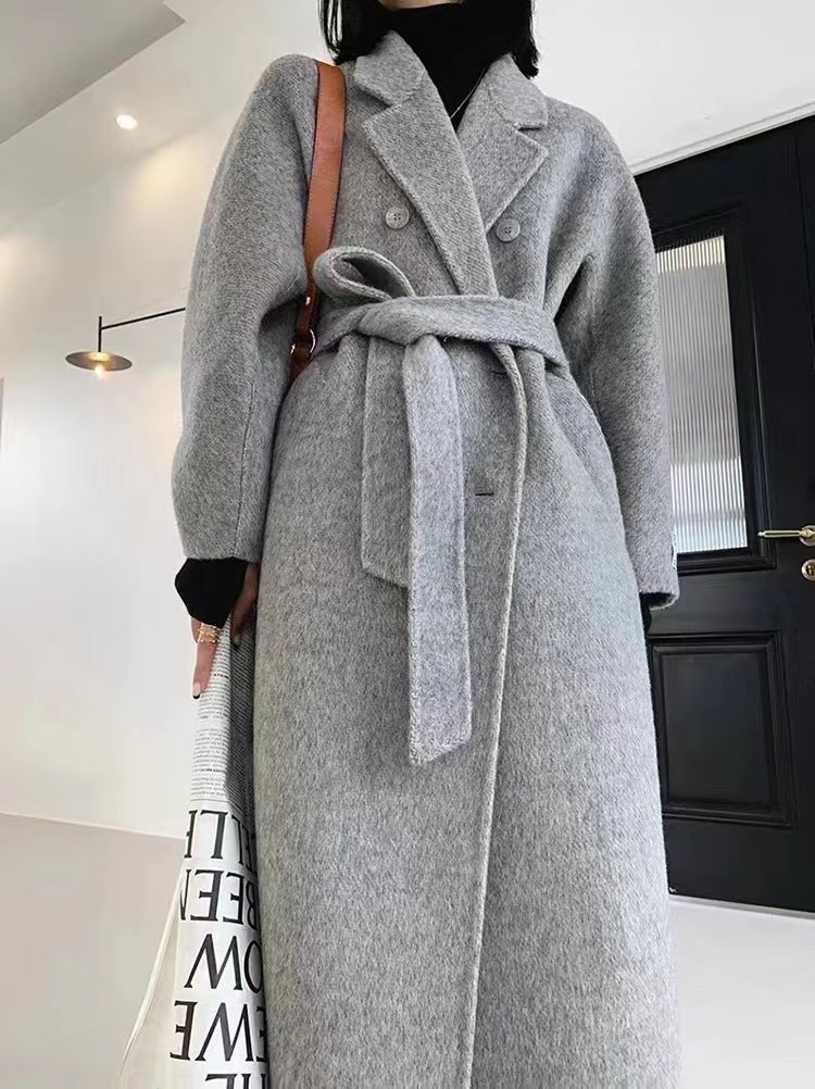 Light Luxury Thick Rabbit Fur Silk Double-faced Woolen Goods Coat