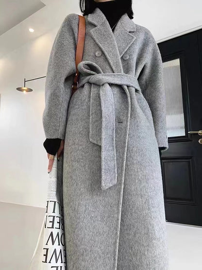 Light Luxury Thick Rabbit Fur Silk Double-faced Woolen Goods Coat