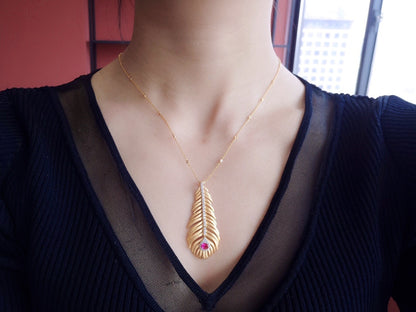 Light Luxury 925 Silver Brushed Feather Pendant Necklace