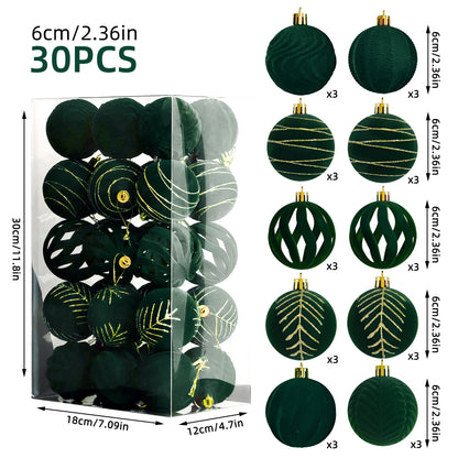 6cm 30 Christmas Decorations Electroplated Plastic Painted Ball Christmas Ball Set Round Ball Pendant