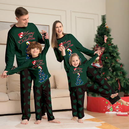 Christmas Tree Printed Long-sleeved Homewear Pajamas