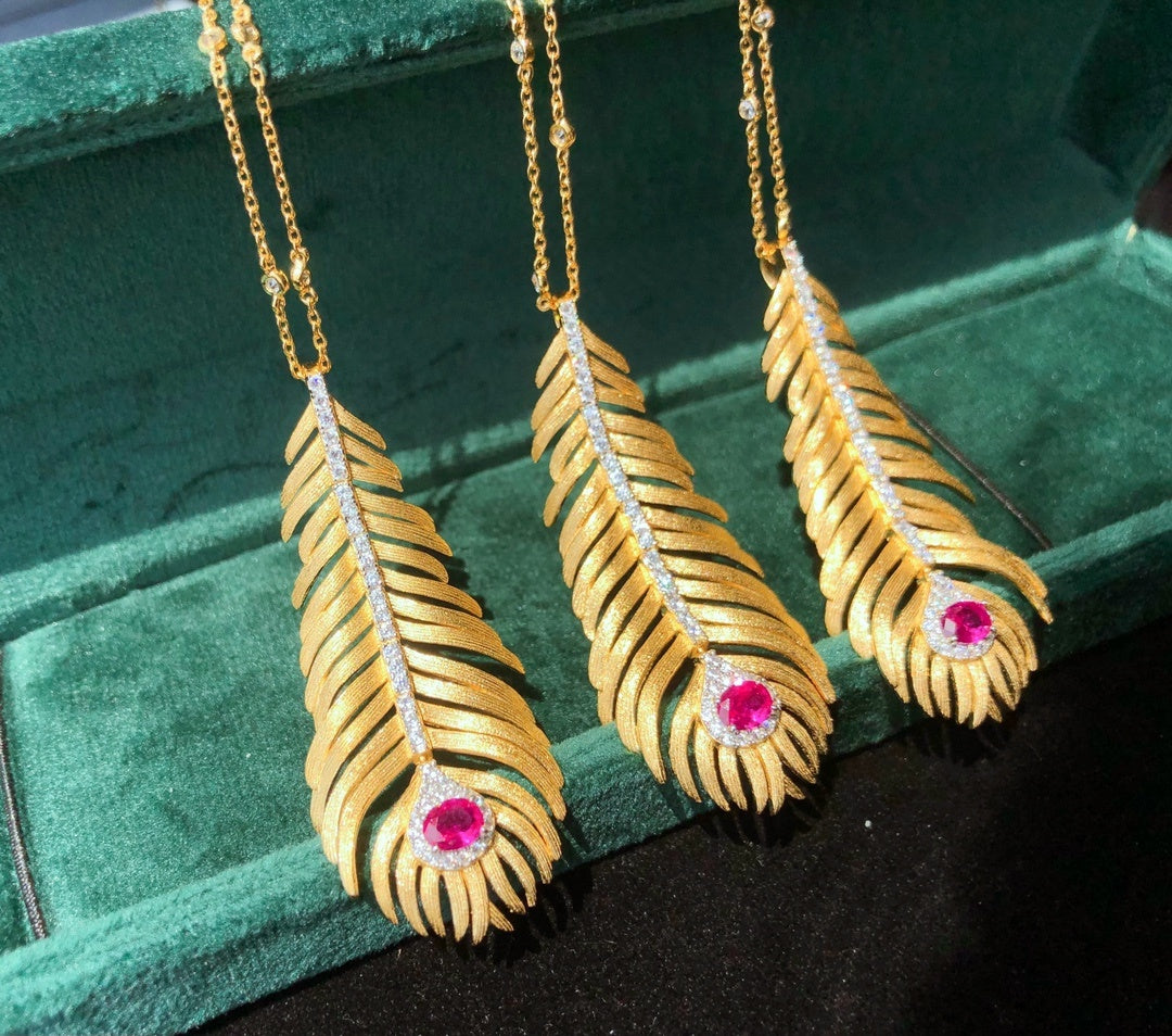 Light Luxury 925 Silver Brushed Feather Pendant Necklace