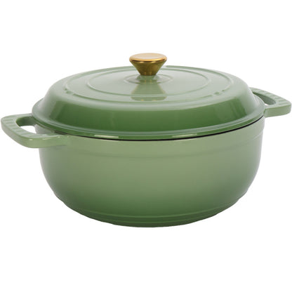 Cast Iron 6QT Cookware Gradient Green With Two Silicone Gloves Enameled Pot