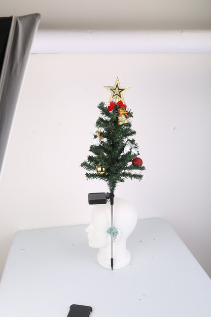 4Packs Solar Christmas Tree Lights Xmas Garden Decorations Tree Stake Lamp 20LEDs Solar Decor Light With Constant And Flashing Mode For Pathway Yard Patio Landscape