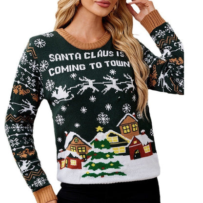 Leisure Round Neck Christmas Sweater Led Colored Lamp