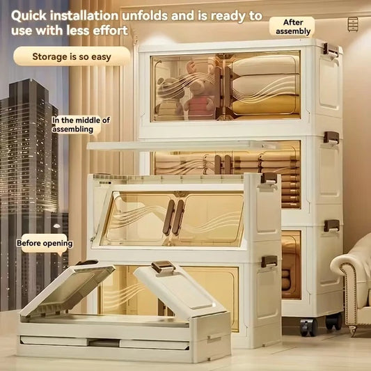 Foldable Storage Cabinet-Dark -3 Layer, 2 Colors