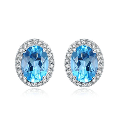 925 Sterling Silver Light Luxury Colored Gems Jewelry Suit Natural