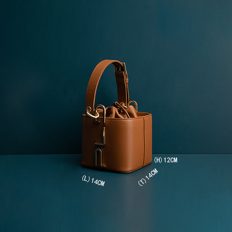 Leather Cow Bucket Bag High Sense Bag Hand