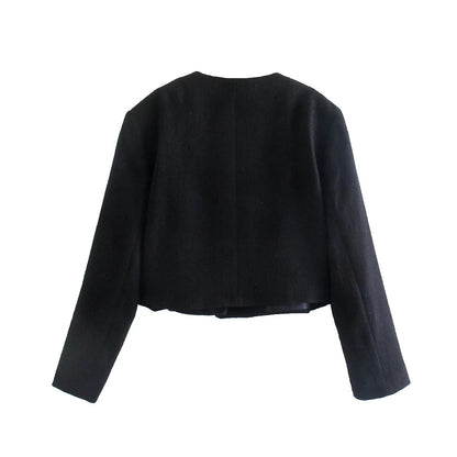 Textured Small Suit Jacket High-waisted Skirt Blouse And Pants Women