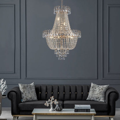 Golden Crystal Chandelier, Large Modern Luxury Chandelier, Suitable For Living Room, Dining Room, Bedroom, Hallway - No Bulb