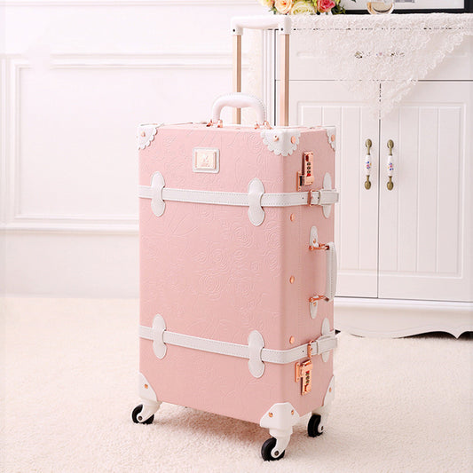 Valise à roulettes rétro pour femme