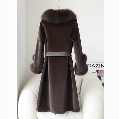 Thickened Faux Mink Coat With Large Fur Collar For Women