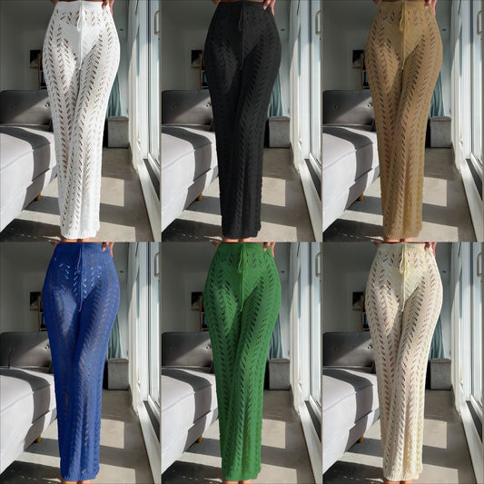 Straight-leg Pants Hollow Out Tied Trousers