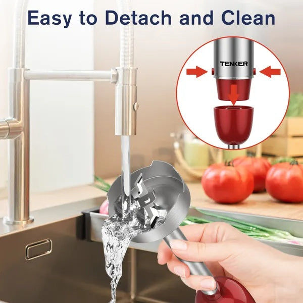5 In 1 Immersion Blender Handheld 12 Speed Mode Hand Blender, Stainless Steel Blade With Mixing Beaker,