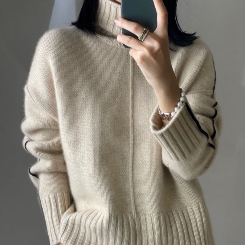 Loose Thickened High Collar Sweater Idle Matching Pure Wool Knit Bottoming Shirt