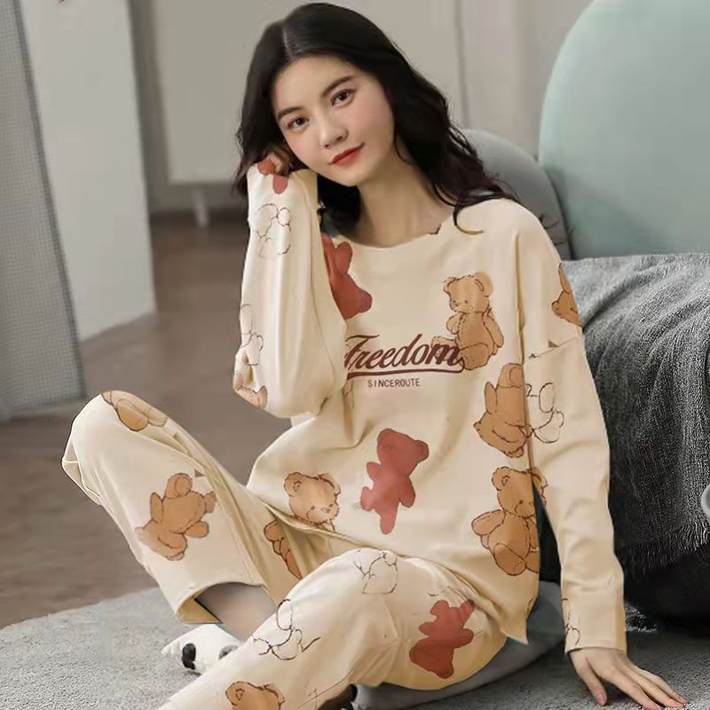 Pajamas Set Women Cute Cartoon Print Sleepwear 2 Piece Lounge Sets