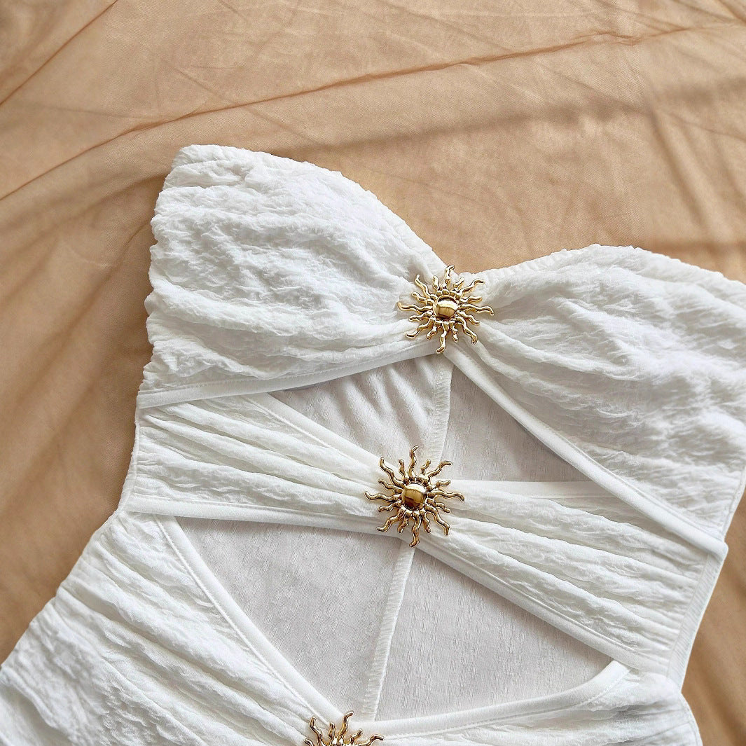 Knitted Texture Metallic Texture Slim Jumpsuit