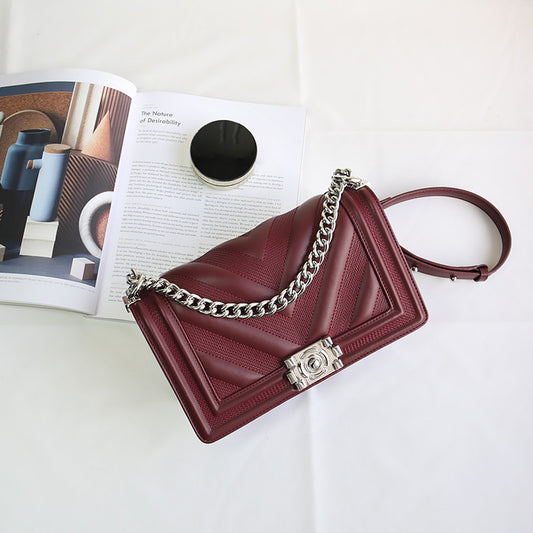 Fashion Versatile One Shoulder Crossbody Square Bag Underarm Leather