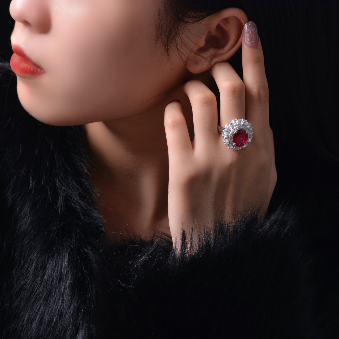 Shipei Jewelry New 925 Sterling Silver Inlaid 5 Karat Egg-shaped 1012 High Carbon Rhinestone Ring Luxury Women